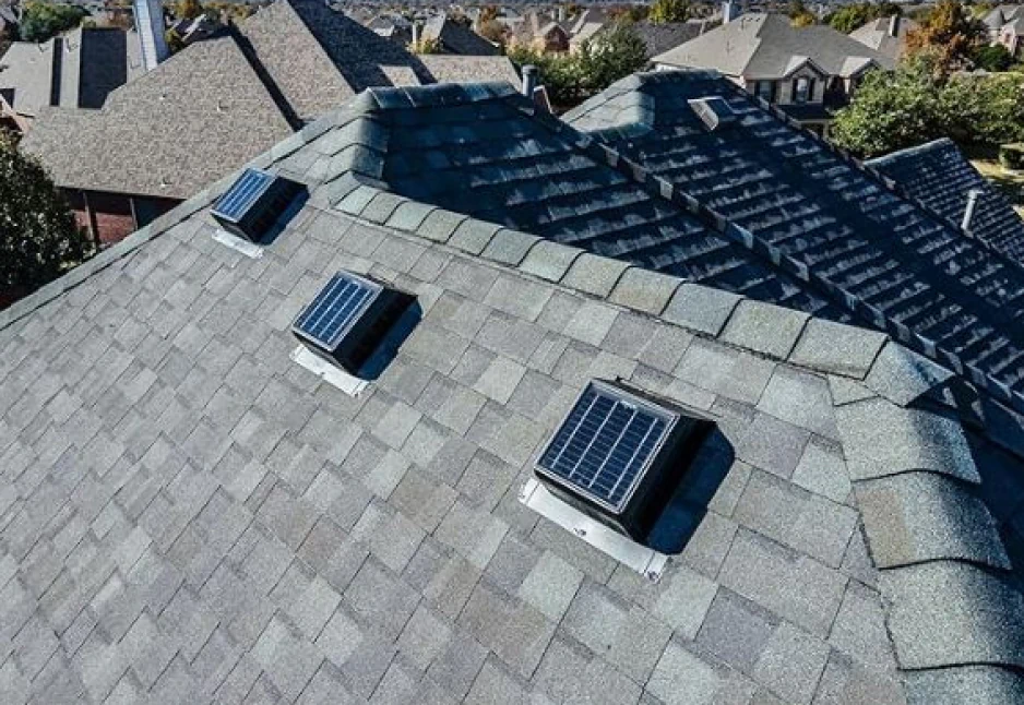 newly installed solar powered roof vents